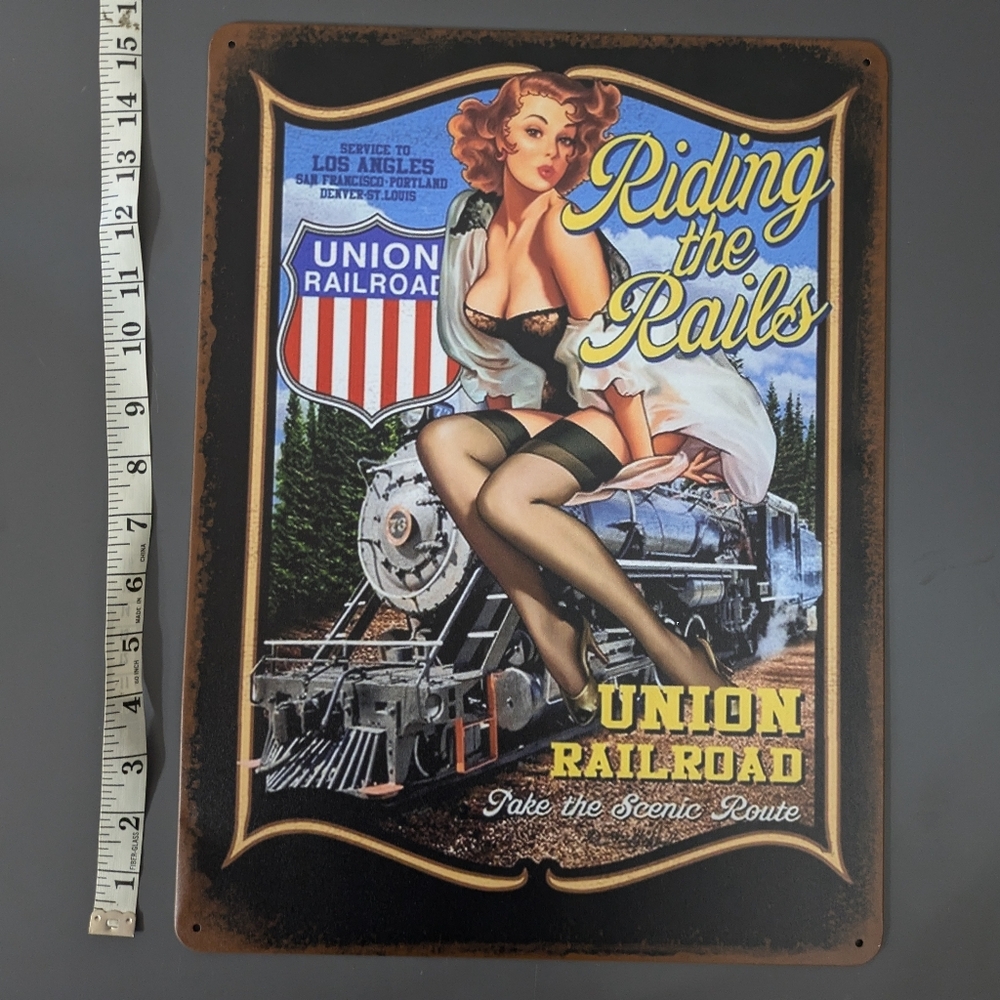 Riding the Rails Metal Man Cave Sign - Picture 3 of 3